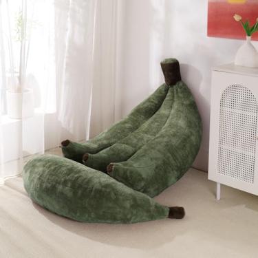 Imagem de IEVENW Cadeira de pufe banana com otomano, sofá-cama de chão com apoio para os pés, espreguiçadeira conversível confortável para adolescentes e adultos, sofá de pelúcia para quarto, sala de estar ou
