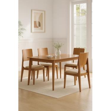 Imagem de Kit 4 Cadeiras Turmalina Sala Jantar Madeira Maciça Veludo Bege