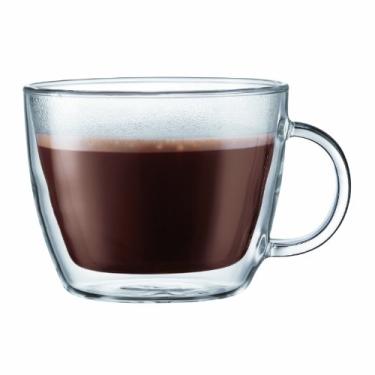 Imagem de Bodum Caneca de café de vidro isolada com parede dupla Bistro, 440 ml, conjunto de 2
