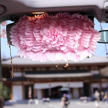 Imagem de Lindo estojo de armazenamento de CD fofo, clipe organizador de viseira de sol de renda de pelúcia, bolsa de bolso multifuncional para cartão, universal para carro (13)