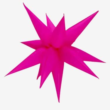 Imagem de Balão Estrela Pink Neon Inflável com 12 Pontas – 19" (48 cm) ou 26" (66 cm) – Decoração Festa, Painel, Instagram, Natal, Halloween – PVC Brilhante