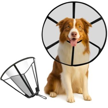 Imagem de Lainergie Coleira de cone macio ajustável para recuperação pós-cirurgia, coleira protetora de recuperação de animais de estimação confortável para cães médios e grandes, coleira elisabetana de pescoço