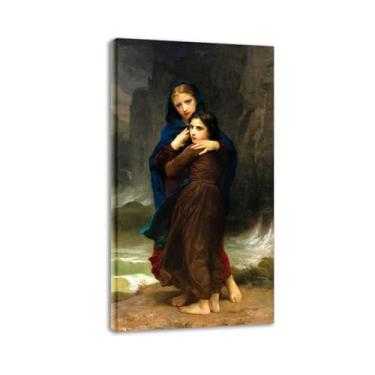 Imagem de LXURY Bouguereau. A tempestade (versão pequena). Reprodução de pinturas famosas. Arte de parede em tela. Pôsteres e impressões. Imagem para decoração de casa 60 x 108 cm Moldura interna