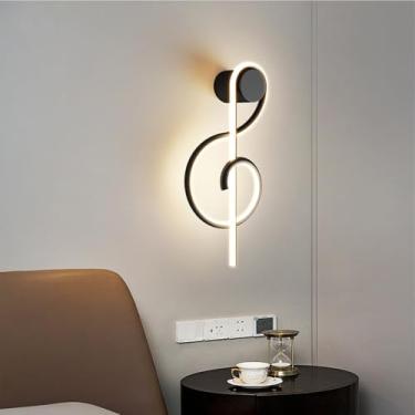 Imagem de GZZBMY Iluminação de parede interna LED moderna acrílico espiral metal lâmpadas de parede em forma de nota musical arandelas de parede de alumínio para quarto, corredor, sala de estar, decoração