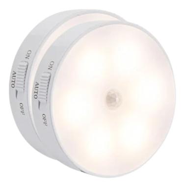 Imagem de Kit 2 Luminária Led com Sensor de Presença Movimento Inteligente Recarregável USB sem Fio - Lâmpada Luzinha Ideal para Closet Armário Corredor Escada Quarto de Bebê Criança