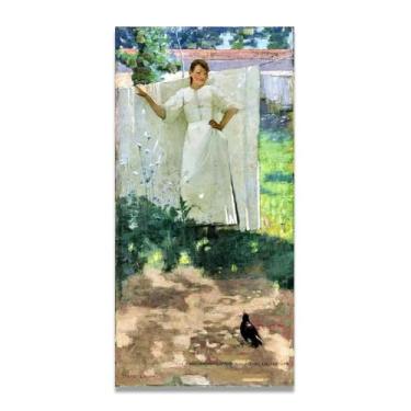 Imagem de Secagem de roupas no jardim John Lavery retrato realista e cena de guerra impressão em tela – Arte irlandesa clássica para decoração de casa 50 x 100 cm sem moldura