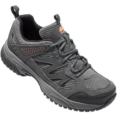 Imagem de CAMELSPORTS Tênis de caminhada masculino, leve, antiderrapante, respirável, cano baixo, para uso ao ar livre, trilha, trilha, escalada, Cinza escuro, 38