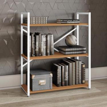 Imagem de Estante Baixa 72cm com 3 Prateleiras Estrutura Metálica Estilo Industr