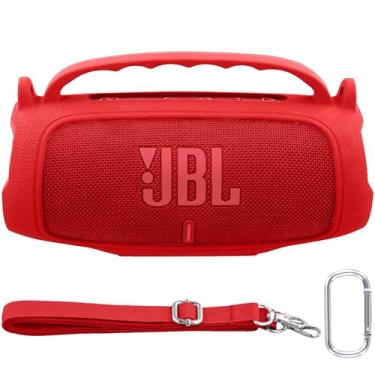 Imagem de Baval Capa de silicone compatível com alto-falante Bluetooth JBL Charge 5 portátil à prova d'água (capa de silicone vermelha)