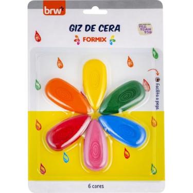 Imagem de Giz de Cera, Brw, Curto, 6 Cores, Gotas