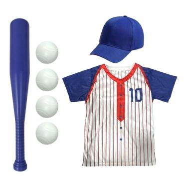 Imagem de Dynwave Fantasia de beisebol para crianças, adereços de dramatização com boné de beisebol para atividades ao ar livre para crianças