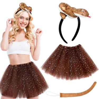 Imagem de Newcotte 3 peças fantasia de Halloween animal tutu orelhas faixa de cabeça cauda fantasia fantasia kit para jovens adultos Halloween cosplay, Multicor, 18-28 Years