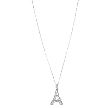 Imagem de BlueRica Colar com pingente de aço inoxidável com contas de cristal – Torre Eiffel, floco de neve, coração, infinito, roda náutica e âncora, estrela do mar, 16 Inches, Aço inoxidável, Sem Pedra