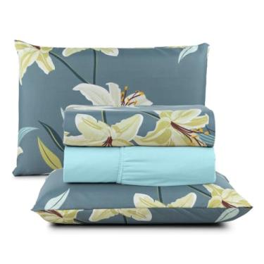 Imagem de Jogo de Cama Casal Box 4 Peças Micropercal 200 Fios com Lençol com Elástico e Fronhas – Toque Aveludado(Noronha)