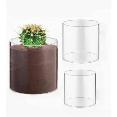 Imagem de 3 cilindros de vaso de flores de acrílico redondo decorativo transparente resistente à quebra, peça central decorativa para decoração de mesa de festa de casamento em casa