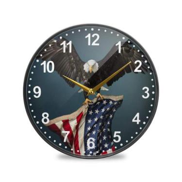 Imagem de Relógio de parede ALAZA USA Flag American Bald Eagle 30cm/24cm