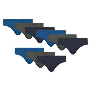 Imagem de Kit 9 Cuecas Lisa Adulto Selene Em Algodão Modelo Tradicional Normal, 