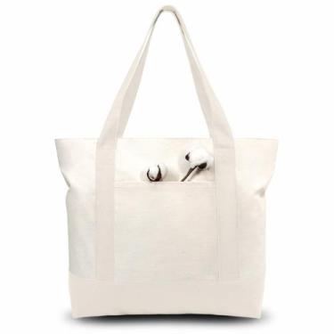 Imagem de Sacola de lona TopDesign elegante com bolso externo, pacote com 6