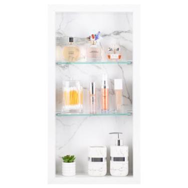 Imagem de Nicho Para Banheiro Em Porcelanato Polido Com Prateleira De Vidro (Car