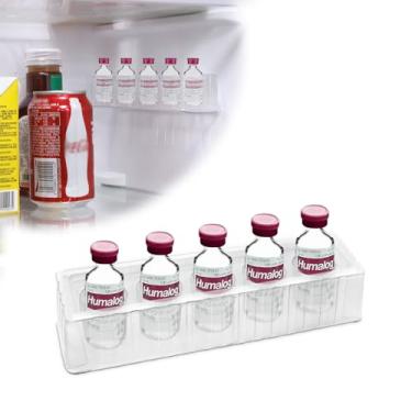 Imagem de YOUSHARES Suporte de armazenamento de insulina para geladeira - Suporte de frasco de peptídeo de 10 ml para parede de geladeira, estojo organizador de insulina para diabéticos com 5 compartimentos