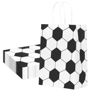 Imagem de Zorfeter Pacote com 16 sacos de lembrancinhas de festa de futebol, sacos de doces com alças, perfeitos para suprimentos de futebol e festa de aniversário (estilo B)