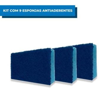 Imagem de Esponja Scotch Brite Azul Kit C/9 Unidades Bucha Lava Louça Multiuso