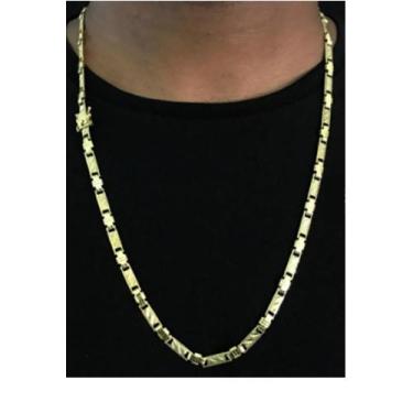 Imagem de Cordão Corrente Elo Chapado 5Mm De Moeda Antiga - A.R Variedades Mt