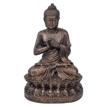 Imagem de Buda Tibetano Hindu Estátua Decorativa Zen Ouro Velho Resina - M3 Deco