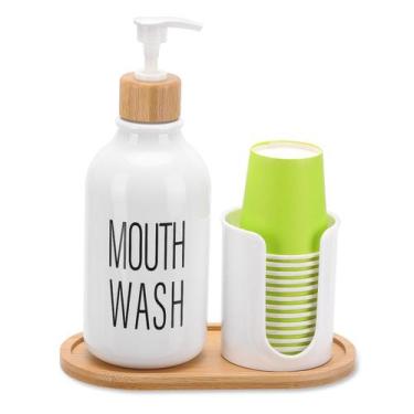 Imagem de Dispensador de enxaguatório bucal Tbestmax Plastic White 500 mL com po