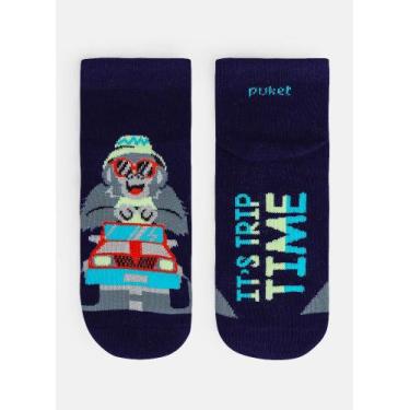 Imagem de Meia Cano Puket Micro Menino Gorila Azul Marinho 23 a 33, Azul marinho