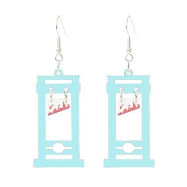 Imagem de Brincos de guilhotina de faca gótica, punk, hip hop, terror, preto, sangrento, porta de decapitação, acrílico, leve, pendurado, colar para mulheres, homens, Halloween, cosplay, festa, férias, joias