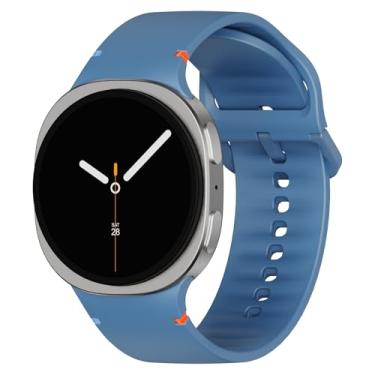 Imagem de Pulseiras esportivas compatíveis com Samsung Galaxy Watch 8/8 Classic, pulseira de substituição de silicone macio sem lacuna com um clique para Galaxy Watch 8 40 de 44 mm/8 Classic de 46 mm, azul