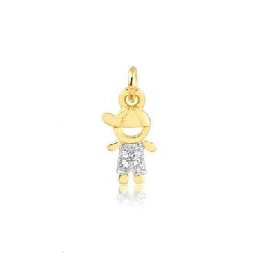 Imagem de Pingente Menino Com Pedras De Zircônia Folheado A Ouro - Radhau Joias,