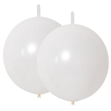 Imagem de ADIDO EVA Balões de elos brancos perolados de 15 cm - 60 peças de balões de ligação rápida balão de ligação de látex para decorações de aniversário de casamento