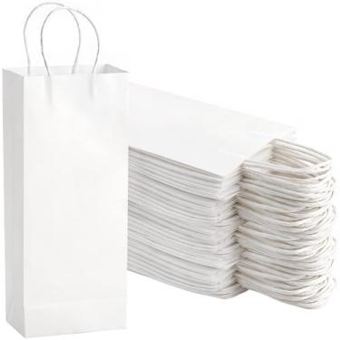 Imagem de Sacos de vinho de papel WUWEOT Kraft Bag Bluk White, pacote com 50