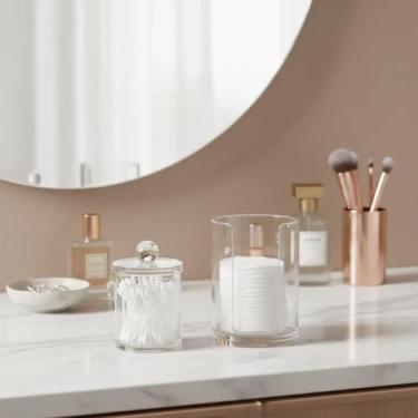 Imagem de Pote Para Porta Discos de Algodão e Hastes Flexíveis com Tampa Organiz