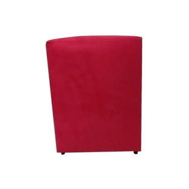 Imagem de Puff Decorativo Cubo Grande, 45x34x34cm, Estrutura em Madeira, Revestimento em Suede, para Sala, Quarto, Escritório (Vermelho Claro, Grande)