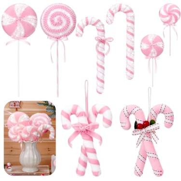 Imagem de Vercraft 8 peças sortidas de 40,6 cm decorações de pirulito gigante, 4 tamanhos variados, decorações de Natal de pirulito grande, enfeites de bengala doce para decoração de casa de árvore de Natal