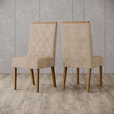 Imagem de Cadeira para Mesa de Jantar Nina Ambiente Kit 2 Peças Nature Creme - H