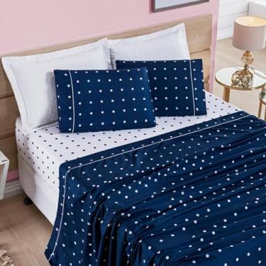 Imagem de Jogo De Lençol Casal 4 Peças Petit Poá Micro Percal 200 Fios Estampado