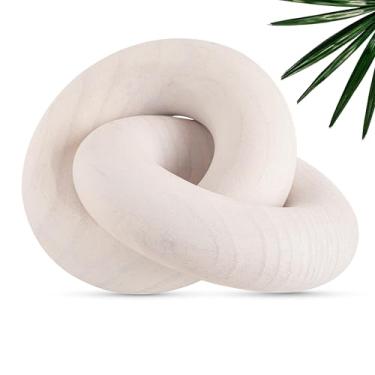 Imagem de Decoração de nó de madeira - decoração de mesa de café, detalhes de estante, objetos decorativos para casa, decoração de mesa de console, escultura de elos de corrente de madeira para sala de estar