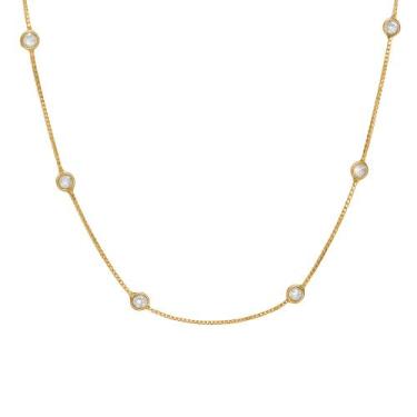 Imagem de Colar Choker Banhado Ouro 18K com Pedras Zircônias - Papillon Semi Jói