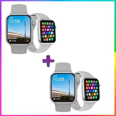 Imagem de Kit Namorados Relógio Smart watch Branco Masculino e Feminino à prova 