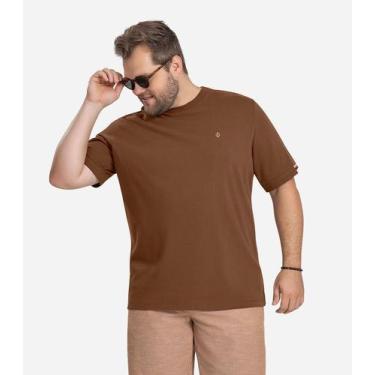 Imagem de Camiseta Masculina Plus Size Malhão Diametro Marrom - Rovitex Plus Siz
