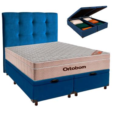 Imagem de Kit Cabeceira + Cama Box Bau  + Colchão Queen Molas Ensacadas Airtech Ortobom