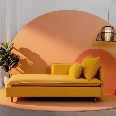 Imagem de Sofá Modular Chaise Braço Lateral com Pé Madeira Sôma CabeCasa Madeira