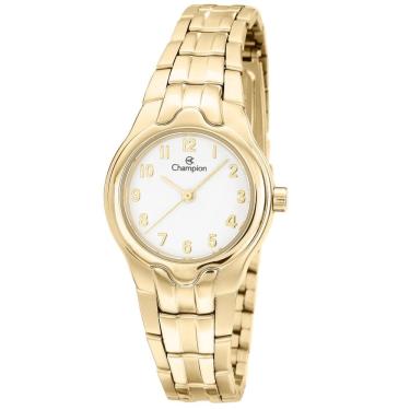 Imagem de Kit Relógio Champion CH28960W Feminino Dourado Colar Brinco