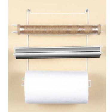 Imagem de Suporte Porta Papel Toalha Filme Alumínio 3 em 1 Aço Branco Neve - JW 