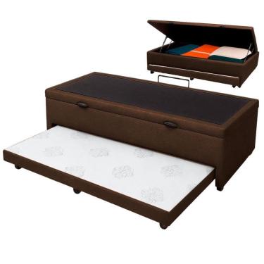 Imagem de Bicama Com Baú Solteiro Viena Nature Marrom 88x188