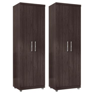 Imagem de Kit 2 Armários Organizador Multiuso Sabrina 2 Portas e 6 Nichos Castanho - Desk Design